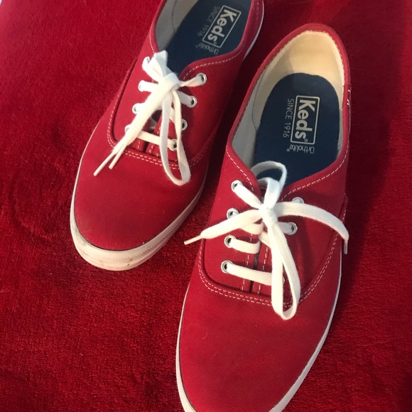 Red canvas KEDS sneakers